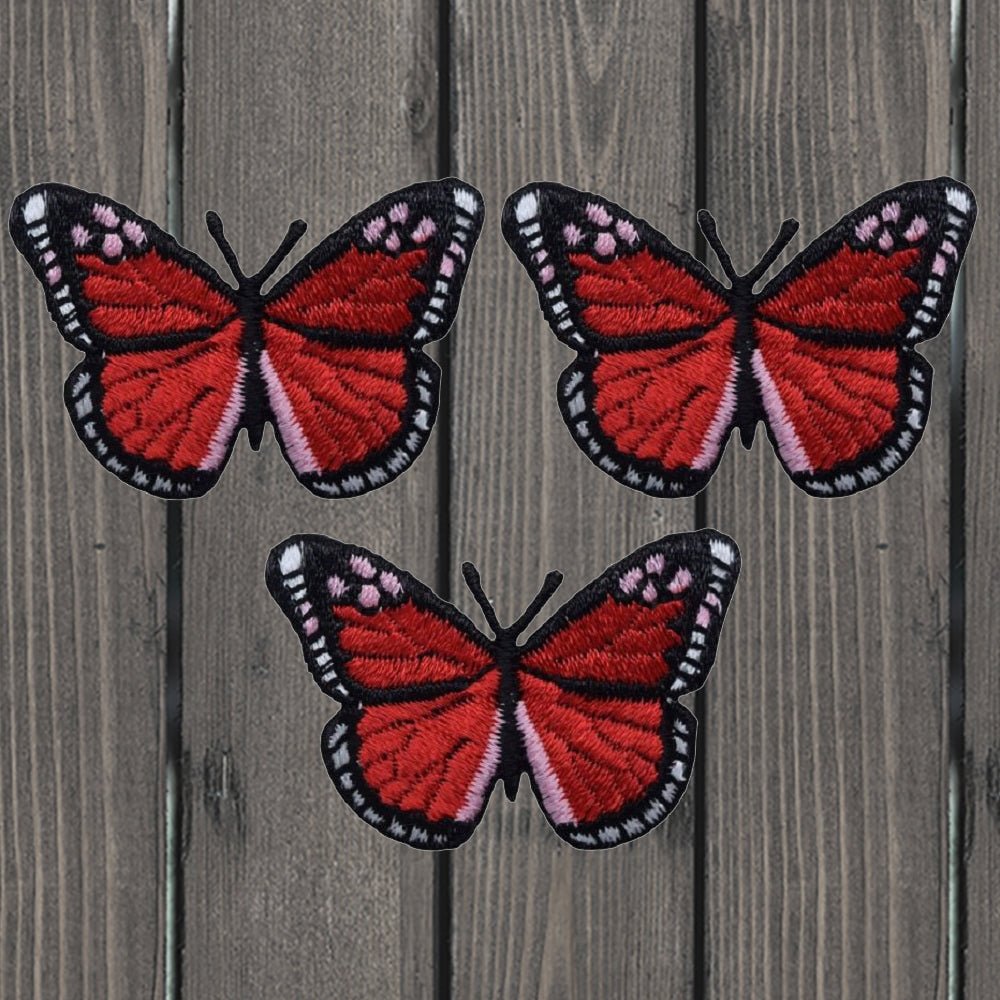 embroidered iron on sew on patch Small Red Butterfly