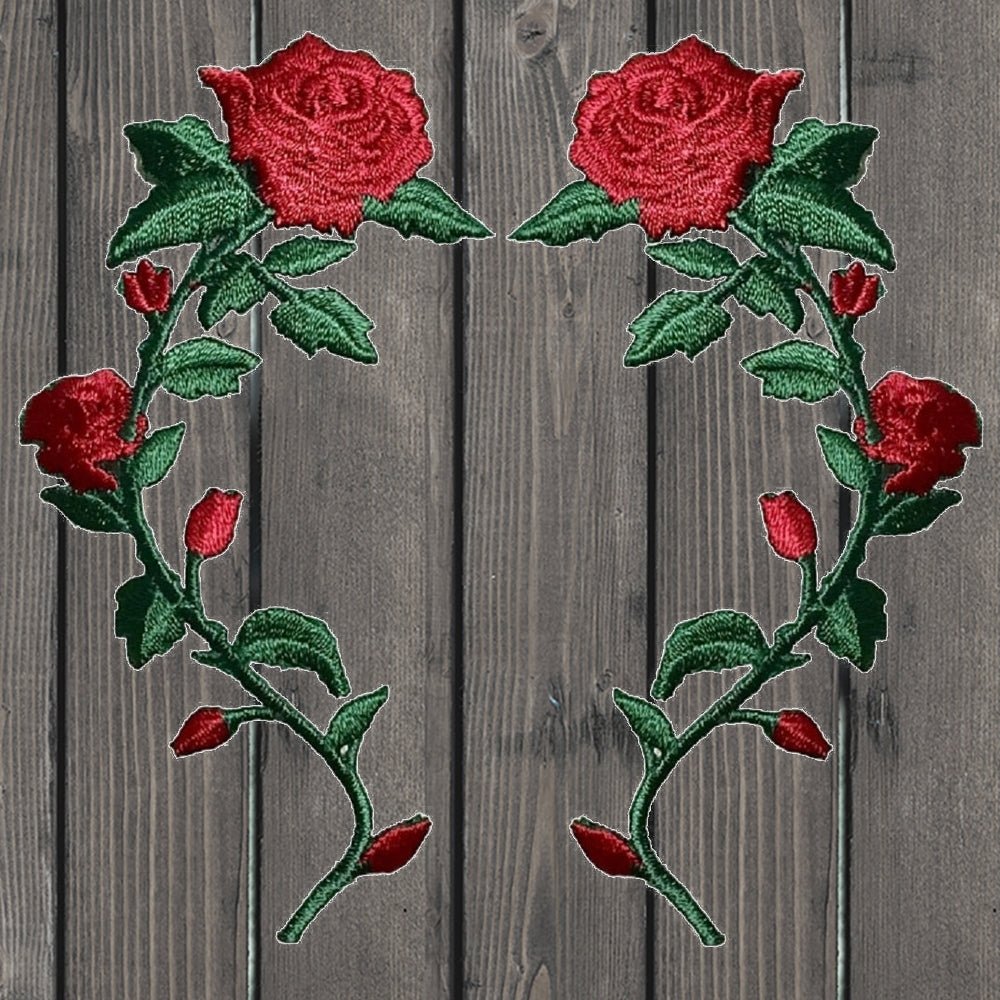 Rose Line Patch Red Rose Embroidered Patch — 3.5
