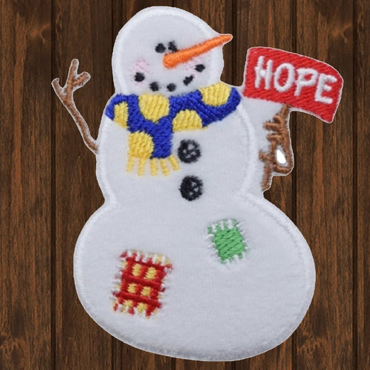 embroidered iron on sew on patch Snowman Hope
