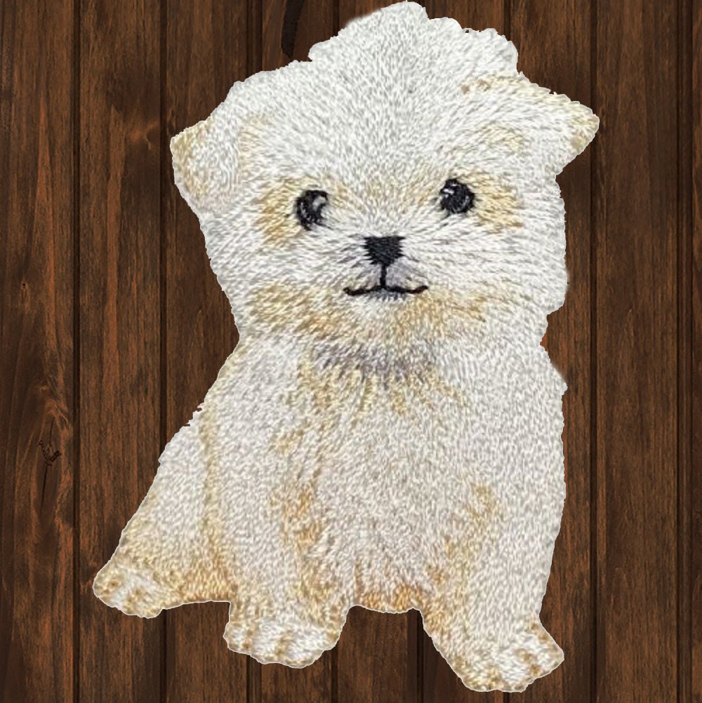 embroidered iron on sew on patch White Fluffy Small Dog