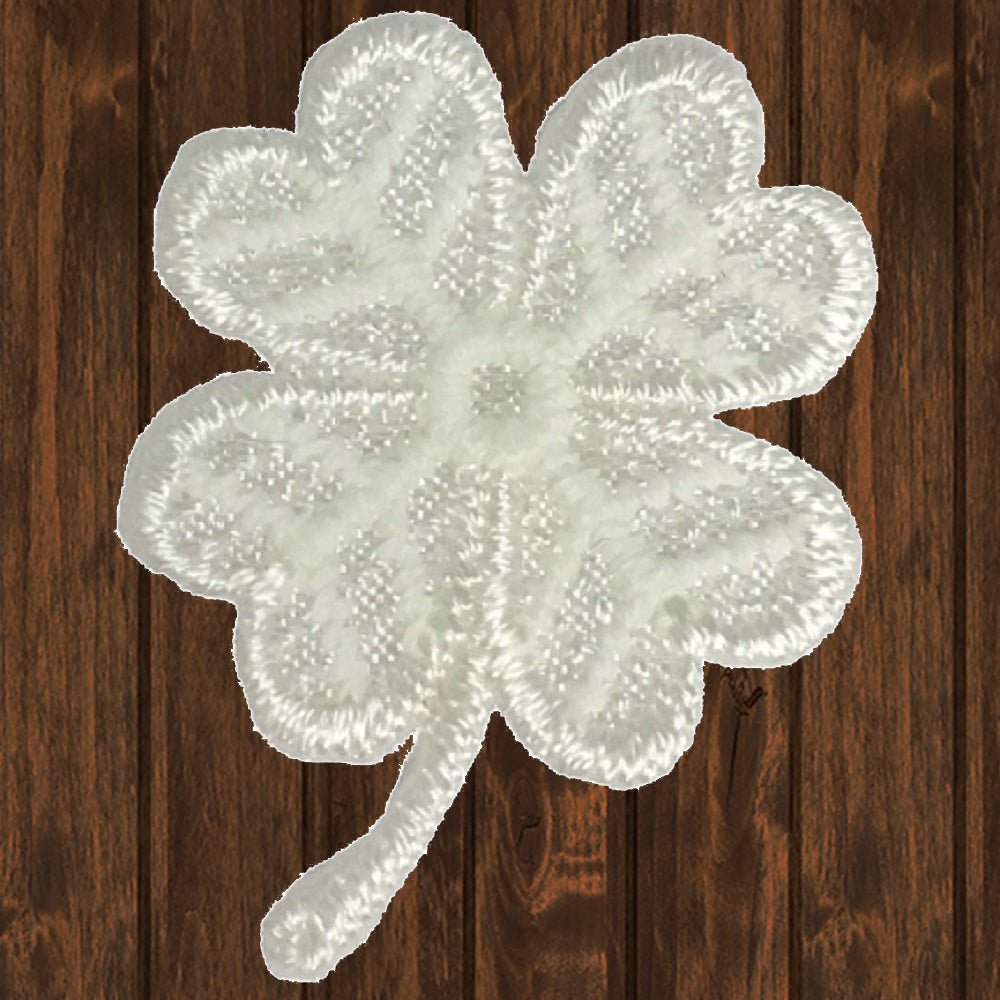 embroidered iron on sew on patch White Shamrock