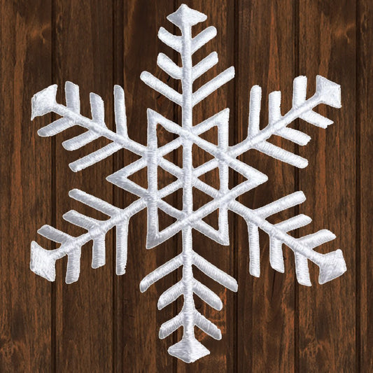 embroidered iron on sew on patch White Snowflake 3 inch