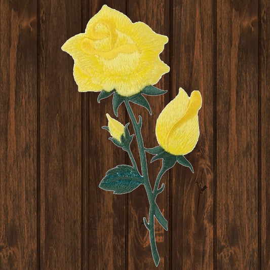 embroidered iron on sew on patch Yellow Rose Stem