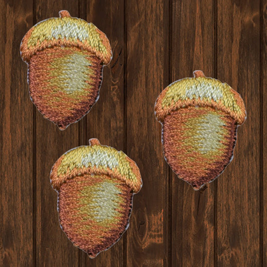 embroidered iron on sew on patch acorn 3 pack