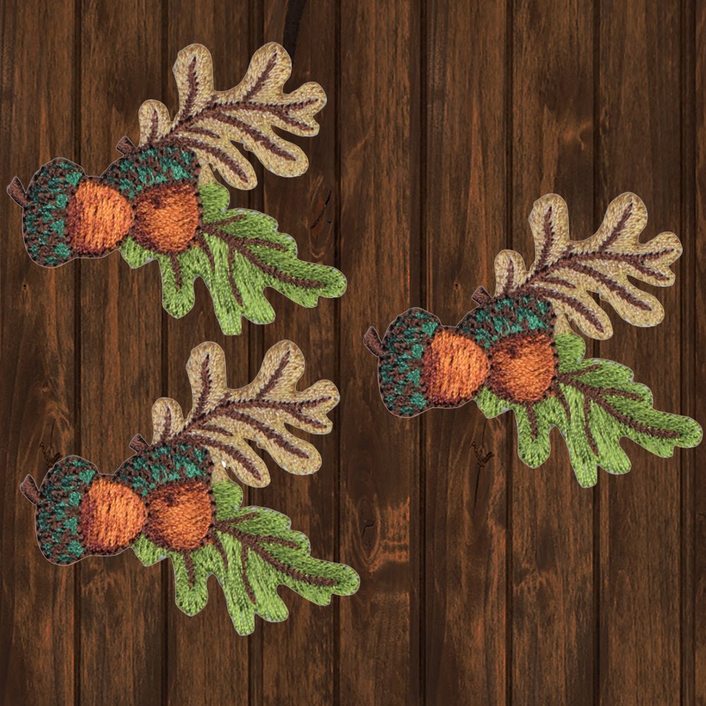 embroidered iron on sew on patch acorns leaves fall