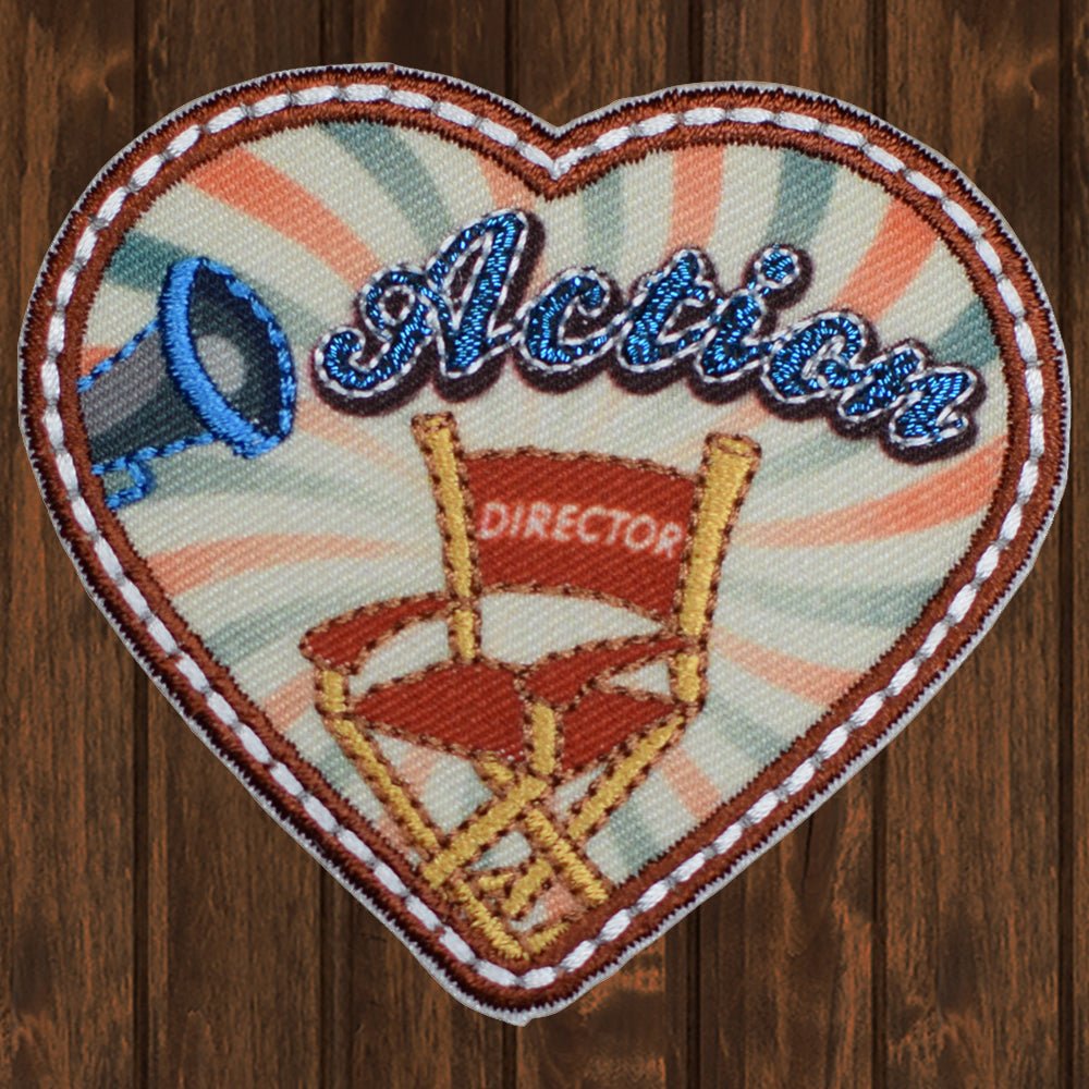 embroidered iron on sew on patch action heart