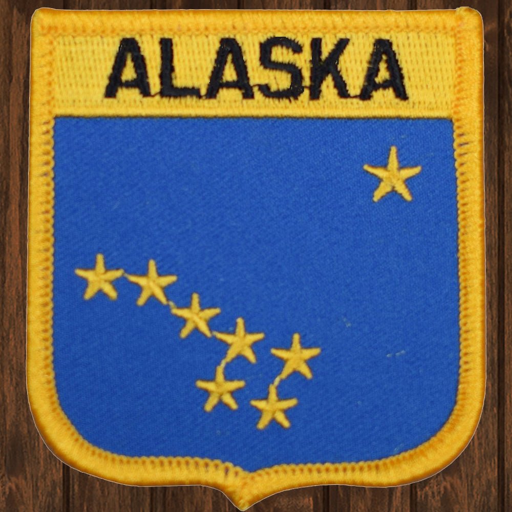 embroidered iron on sew on patch alaska shield