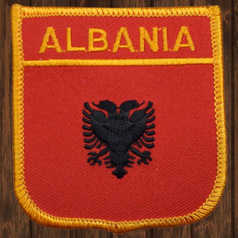 embroidered iron on sew on patch albania shield