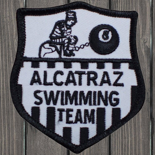 embroidered iron on sew on patch alcatraz swimming team