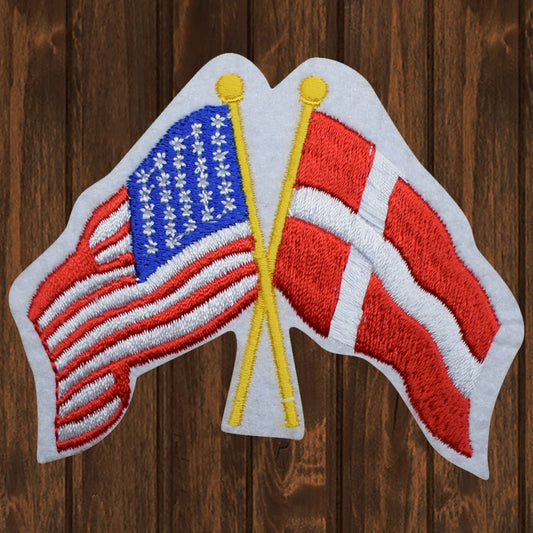 embroidered iron on sew on patch american denmark flag