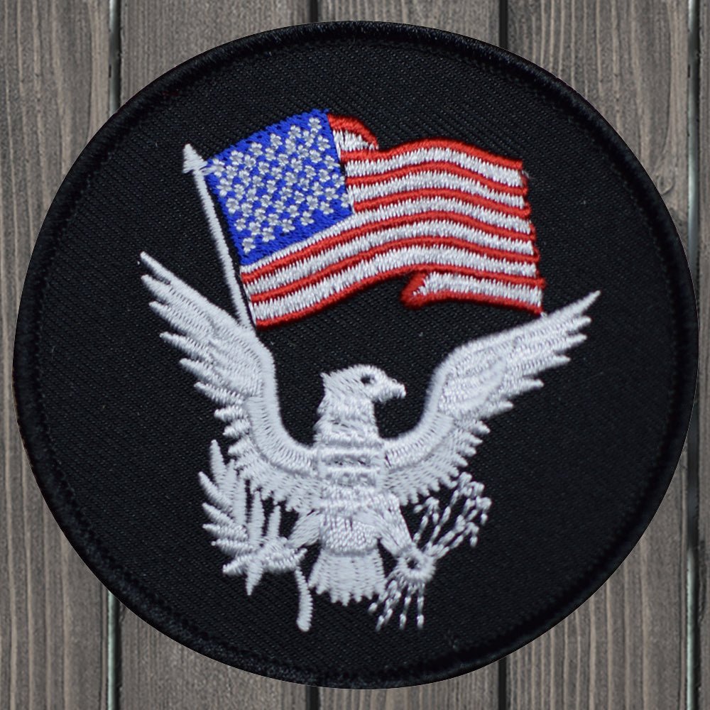 embroidered iron on sew on patch american flag eagle crest