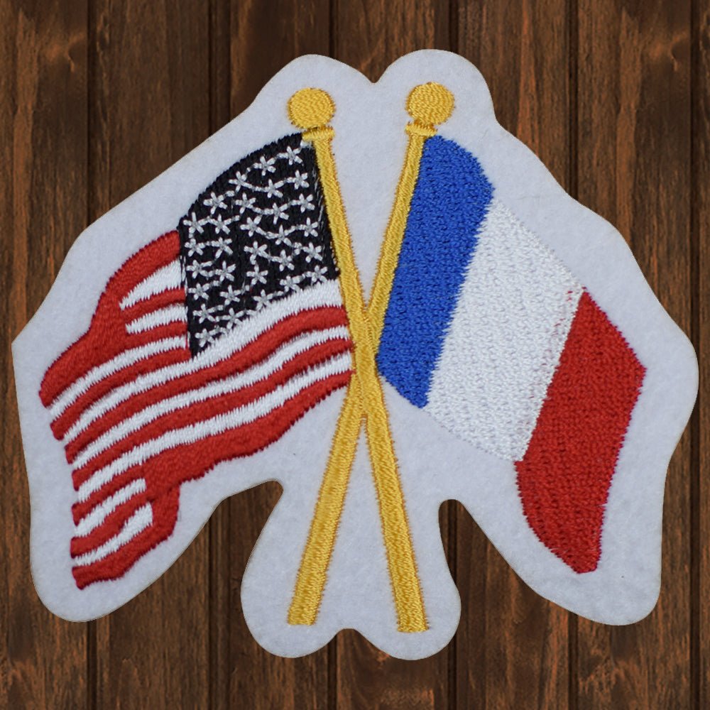 embroidered iron on sew on patch american french flag