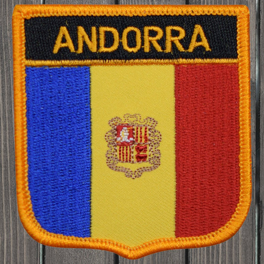 embroidered iron on sew on patch andorra shield