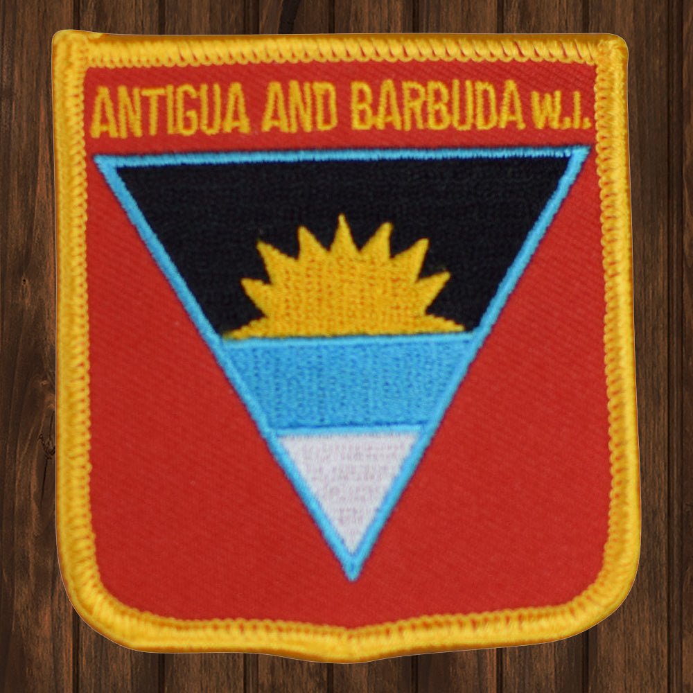 embroidered iron on sew on patch antigua and barbuda w i