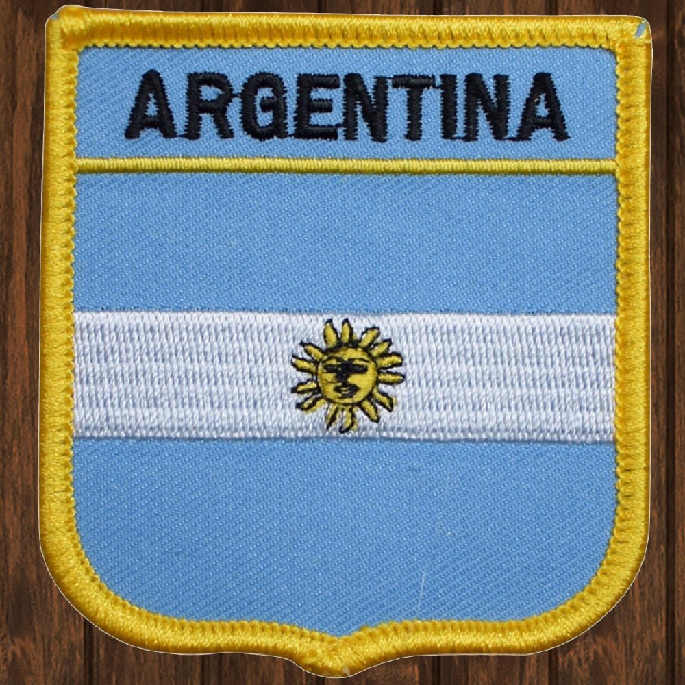 embroidered iron on sew on patch argentina shield