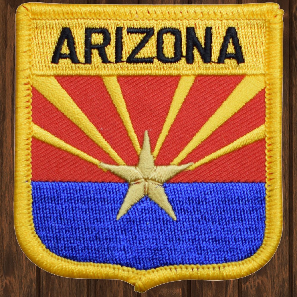 embroidered iron on sew on patch arizona crest shield