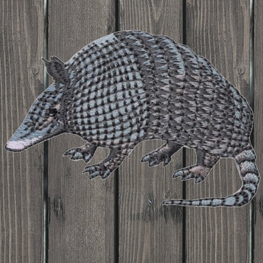 embroidered iron on sew on patch armadillo left
