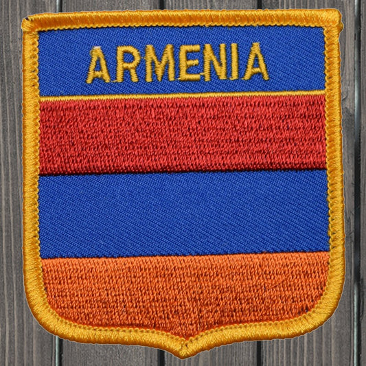 embroidered iron on sew on patch armenia shield