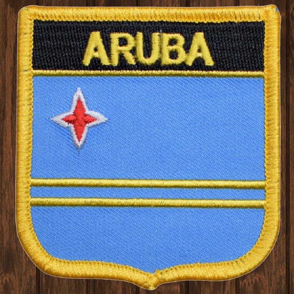 embroidered iron on sew on patch aruba shield