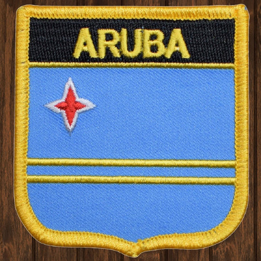 embroidered iron on sew on patch aruba shield