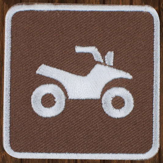 embroidered iron on sew on patch atv sign