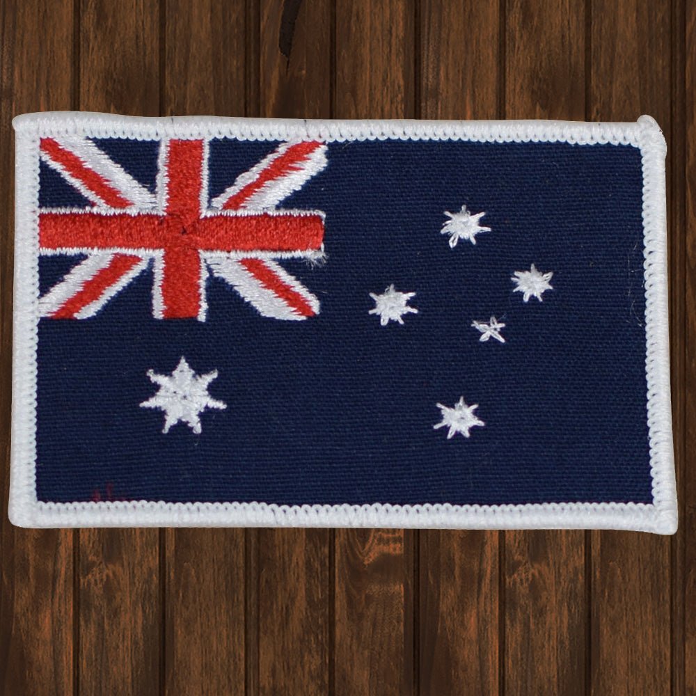 embroidered iron on sew on patch australia flag white border