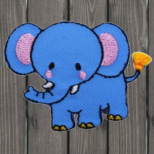 embroidered iron on sew on patch baby blue elephant