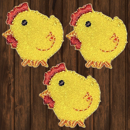 embroidered iron on sew on patch baby chick 3 pack