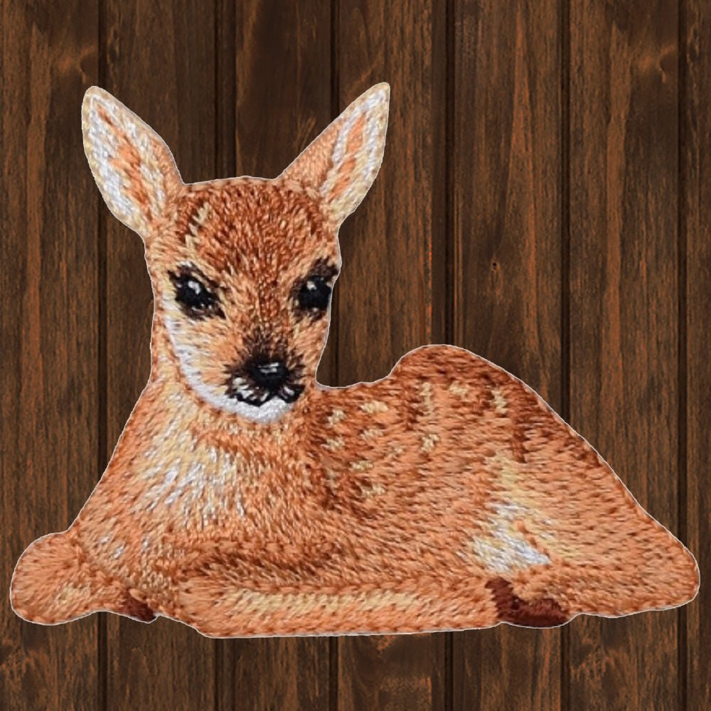 embroidered iron on sew on patch baby fawn