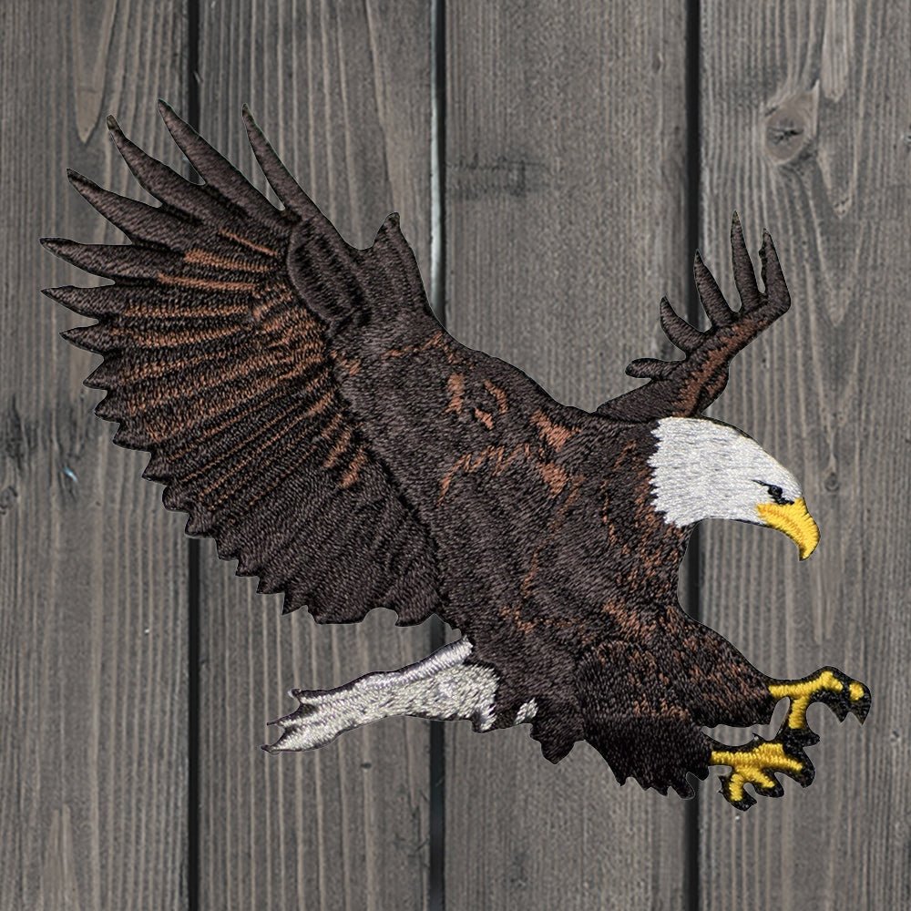 embroidered iron on sew on patch bald eagle right