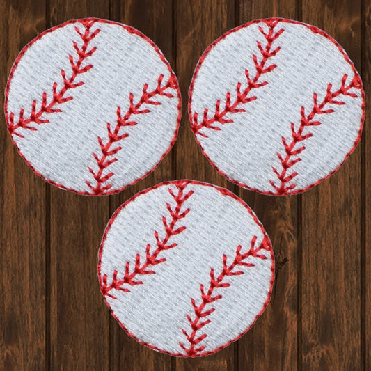 embroidered iron on sew on patch baseball white red