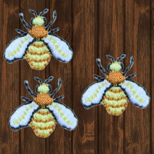 embroidered iron on sew on patch bees 3 pack