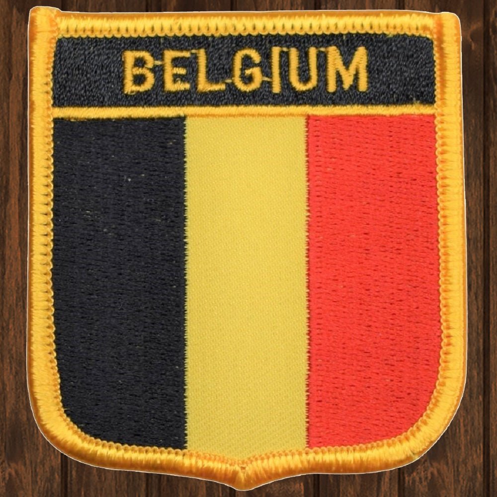 embroidered iron on sew on patch belgium shield