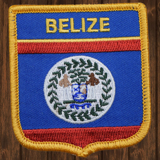 embroidered iron on sew on patch belize shield