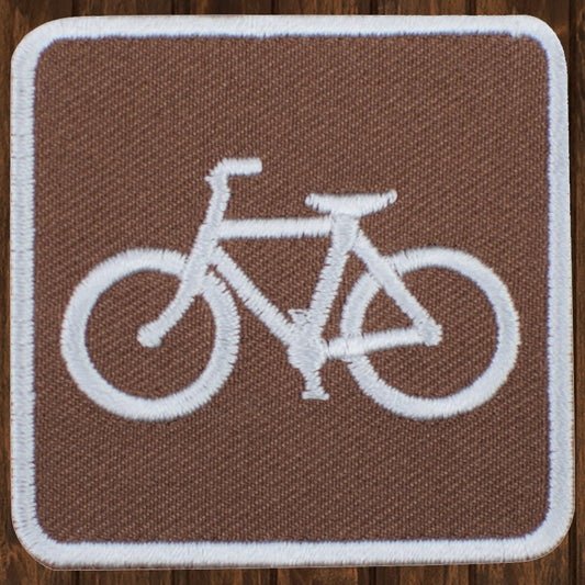embroidered iron on sew on patch bicycle sign