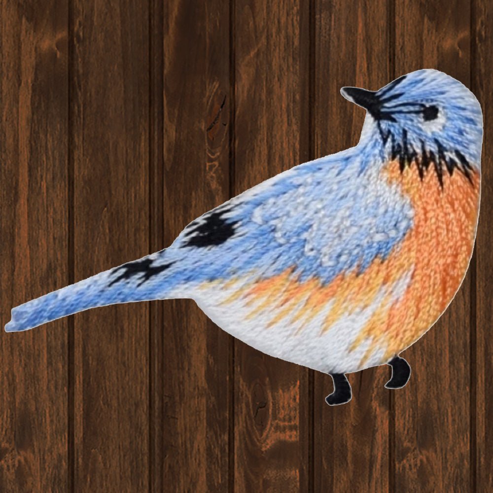 embroidered iron on sew on patch bird blue 2