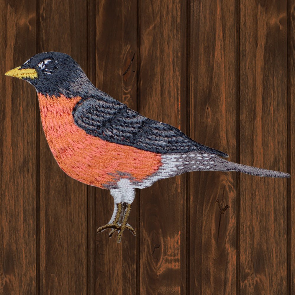 embroidered iron on sew on patch bird red breast