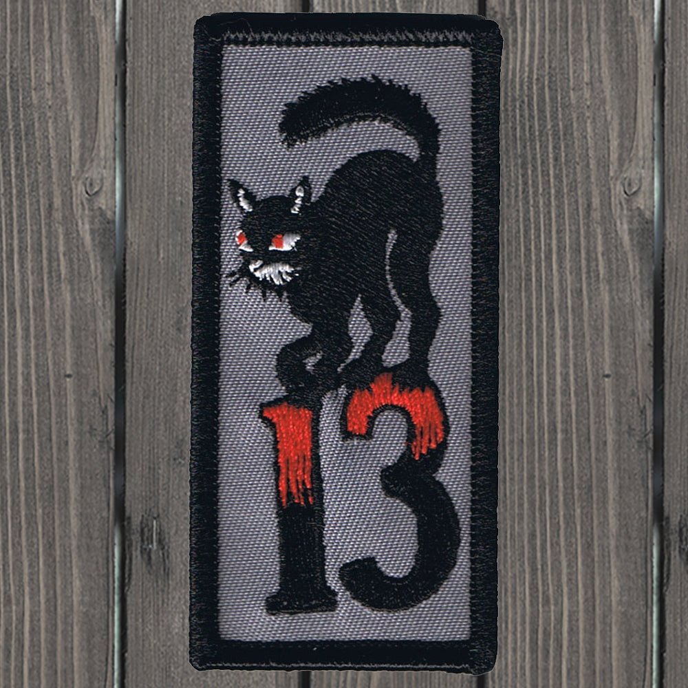 embroidered iron on sew on patch black cat Friday 13