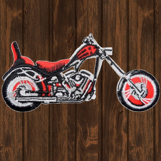 embroidered iron on sew on patch black red motorcycle
