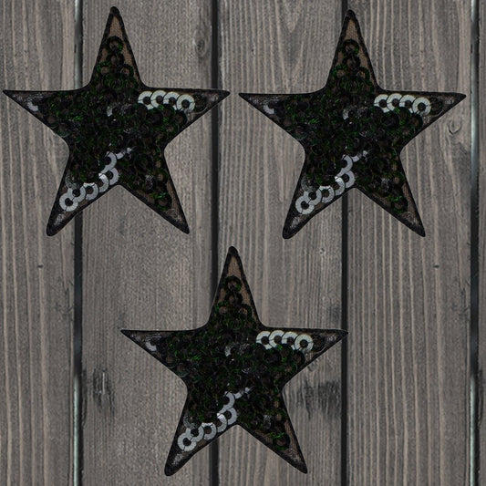 embroidered iron on sew on patch black sequin star
