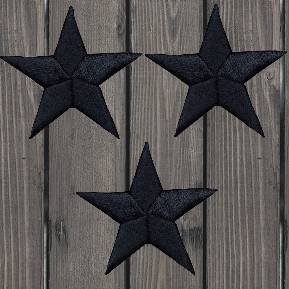 embroidered iron on sew on patch black martial arts stars 3 pack
