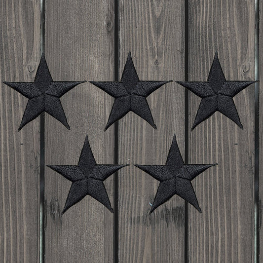 embroidered iron on sew on patch black stars 1.25"