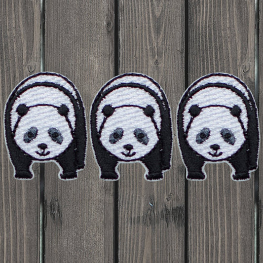 embroidered iron on sew on patch black white panda
