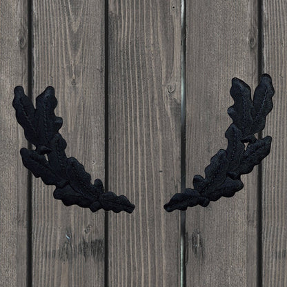 Black oak-leaf cap patch set, one left and one right piece