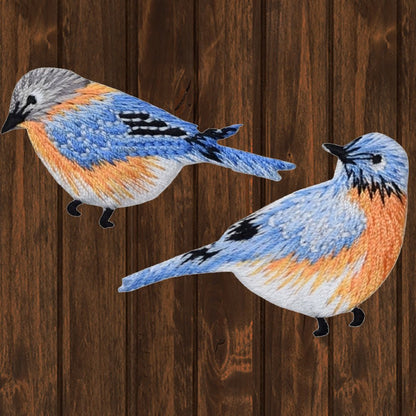 embroidered iron on sew on patch blue birds set