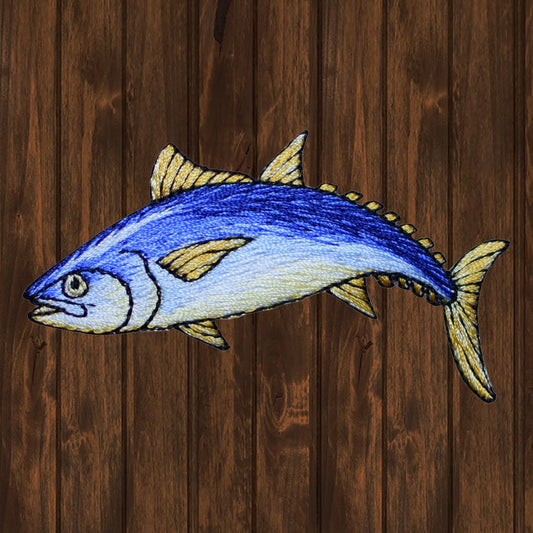 embroidered iron on sew on patch blue fish
