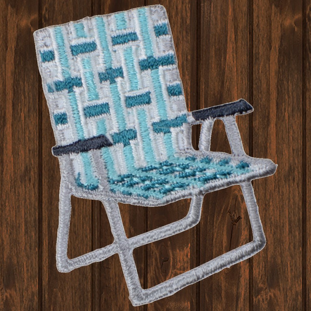 embroidered iron on sew on patch blue green lawnchair