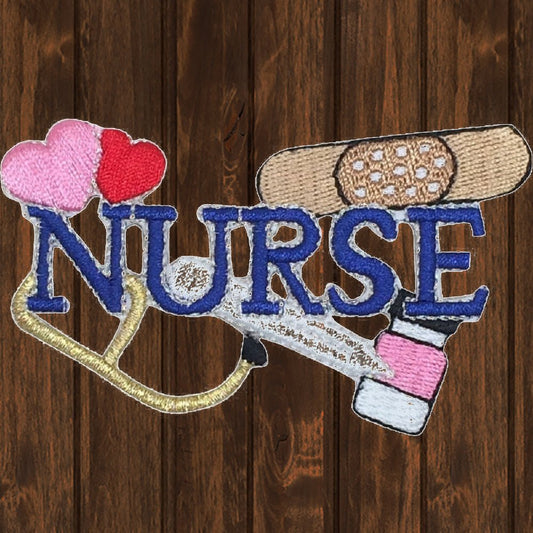 embroidered iron on sew on patch blue nurse