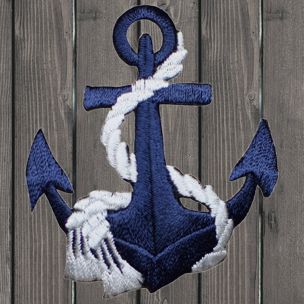 embroidered iron on sew on patch blue white anchor