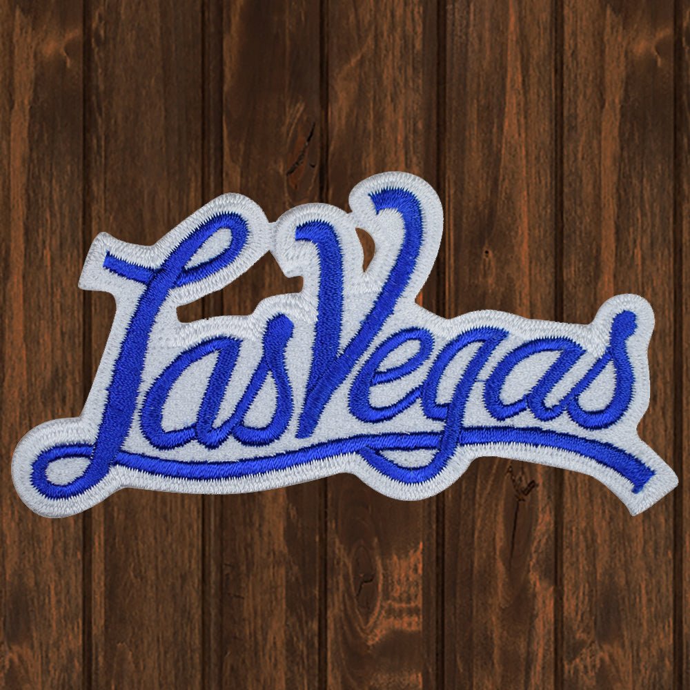 embroidered iron on sew on patch blue white las vegas